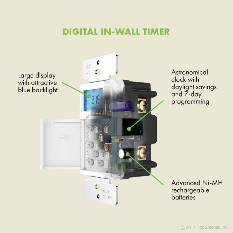 TOPGREENER Digital Astronomic Timer Switch, 7Day Programmable, Single